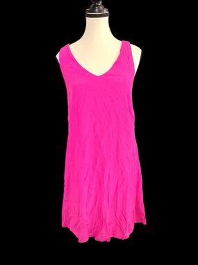 Loft Hot Pink Criss Cross A Line  Lined Dress